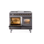 ILVE UPD40FNMPMGB Nostalgie II 40" Dual Fuel Range, main oven door opened