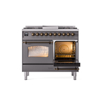 ILVE UPD40FNMPMGB Nostalgie II 40" Dual Fuel Range, side oven door opened