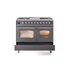 ILVE UPD40FNMPMGCLP Nostalgie II 40" Dual Fuel Range, drawer opened