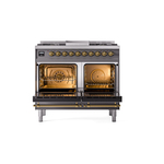 ILVE UPD40FNMPMGG Nostalgie II 40" Dual Fuel Range, oven doors opened