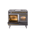 ILVE UPD40FNMPMGG Nostalgie II 40" Dual Fuel Range, main oven door opened