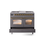 ILVE UPD40FNMPMGG Nostalgie II 40" Dual Fuel Range, drawer opened
