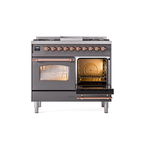 ILVE UPD40FNMPMGPLP Nostalgie II 40" Dual Fuel Range, side oven door opened