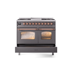 ILVE UPD40FNMPMGPLP Nostalgie II 40" Dual Fuel Range, drawer opened