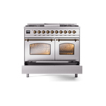 ILVE UPD40FNMPSSB Nostalgie II 40" Dual Fuel Range, drawer opened
