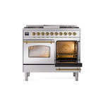 ILVE UPD40FNMPSSG Nostalgie II 40" Dual Fuel Range, side oven door opened