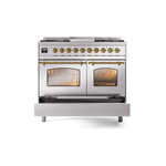 ILVE UPD40FNMPSSG Nostalgie II 40" Dual Fuel Range, drawer opened