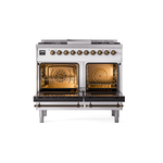 ILVE UPD40FNMPWHBLP Nostalgie II 40" Dual Fuel Range, oven doors opened