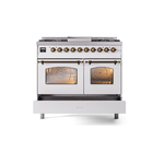 ILVE UPD40FNMPWHBLP Nostalgie II 40" Dual Fuel Range, drawer opened