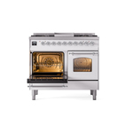 ILVE UPD40FNMPWHCLP Nostalgie II 40" Dual Fuel Range, main oven door opened