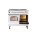 ILVE UPD40FNMPWHCLP Nostalgie II 40" Dual Fuel Range, side oven door opened