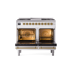 ILVE UPD40FNMPWHGLP Nostalgie II 40" Dual Fuel Range, oven doors opened