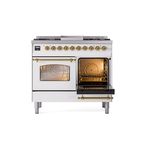 ILVE UPD40FNMPWHGLP Nostalgie II 40" Dual Fuel Range, side oven door opened