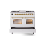 ILVE UPD40FNMPWHGLP Nostalgie II 40" Dual Fuel Range, drawer opened