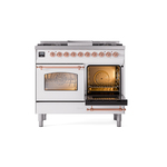 ILVE UPD40FNMPWHPLP Nostalgie II 40" Dual Fuel Range, side oven door opened