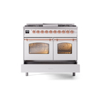 ILVE UPD40FNMPWHPLP Nostalgie II 40" Dual Fuel Range, drawer opened