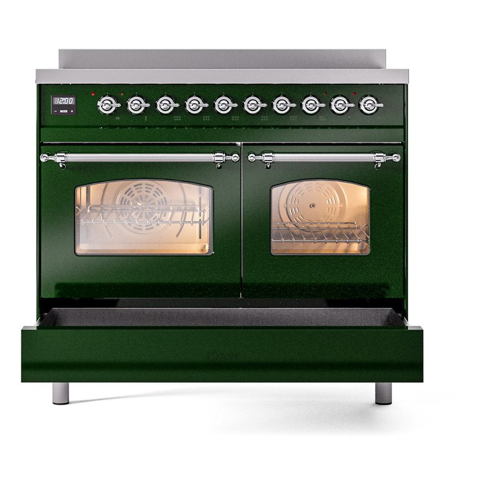 ILVE UPDI406NMPEGC Nostalgie II 40" Induction Range, drawer opened