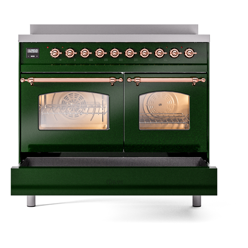 ILVE UPDI406NMPEGP Nostalgie II 40" Induction Range, drawer opened