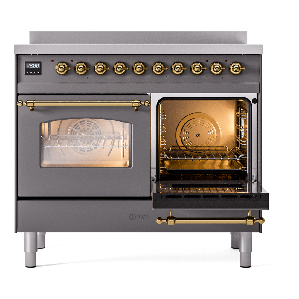 ILVE UPDI406NMPMGG Nostalgie II 40" Induction Range, side oven door opened