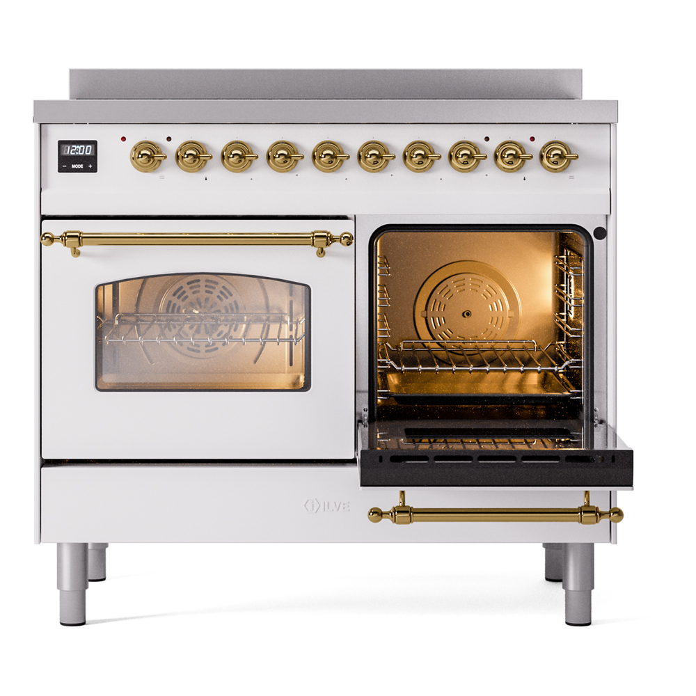 ILVE UPDI406NMPWHG Nostalgie II 40" Induction Range, side oven door opened