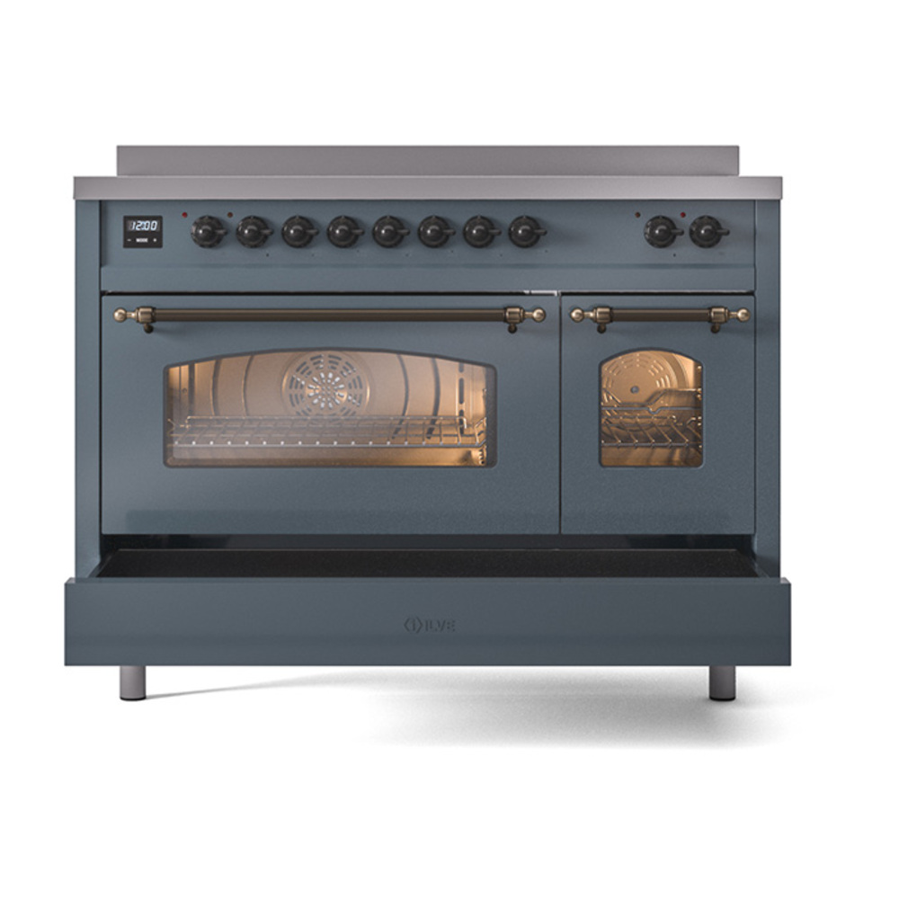 ILVE_UPI486NMPAWP_Nostalgie_II_30"_Dual_Fuel_Range_drawer_opened