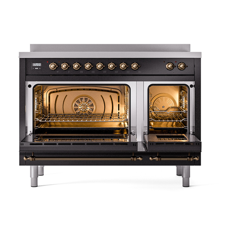 ILVE_UPI486NMPBKB_Nostalgie_II_48"_Dual_Fuel_Range_oven_door_opened
