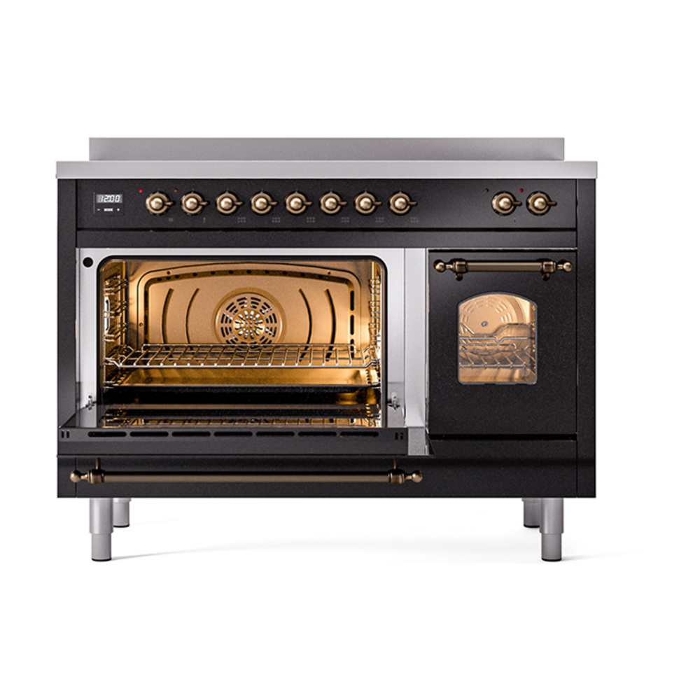 ILVE_UPI486NMPBKB_Nostalgie_II_48"_Dual_Fuel_Range_main_oven_door_opened