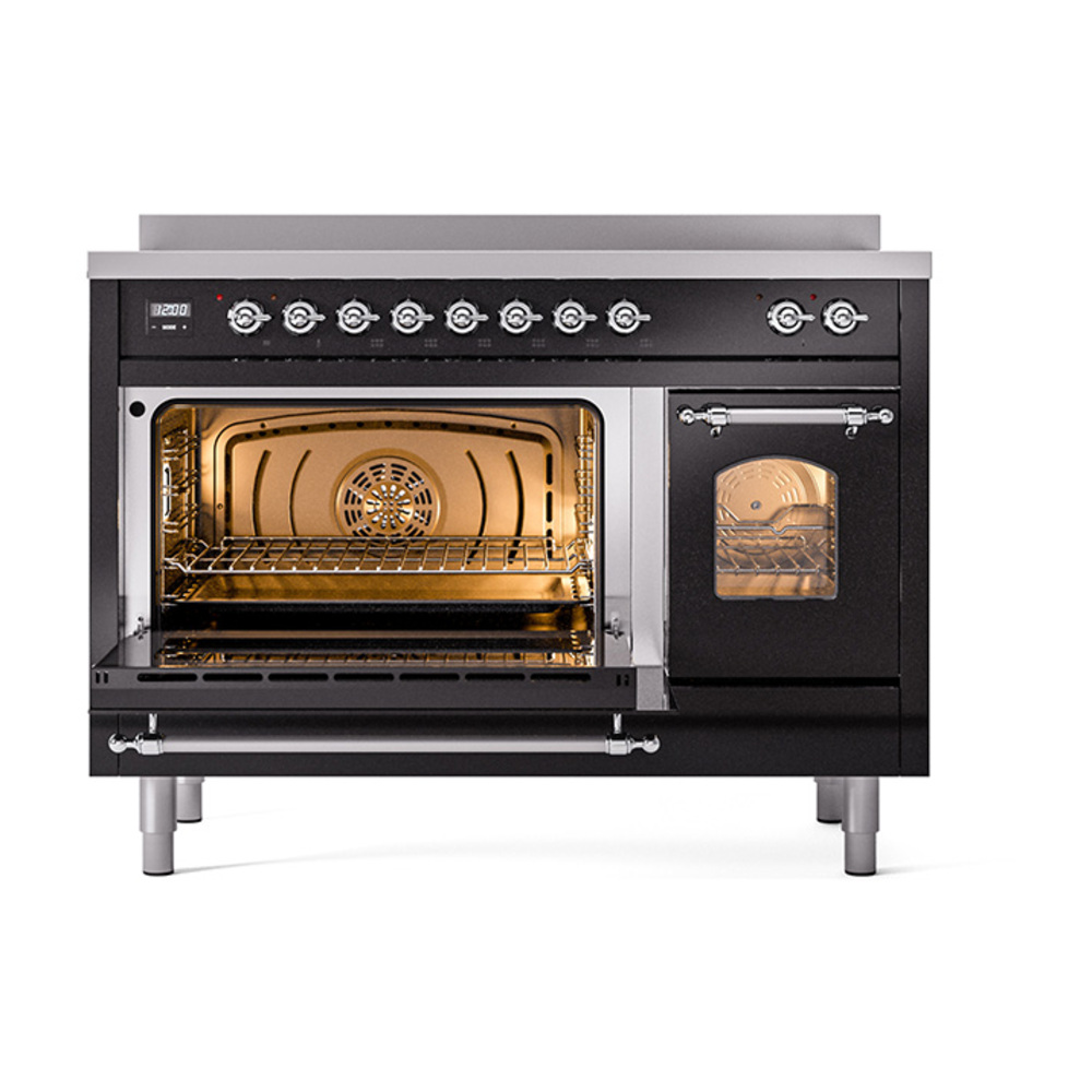 ILVE_UPI486NMPBKC_Nostalgie_II_48"_Dual_Fuel_Range_main_oven_door_opened