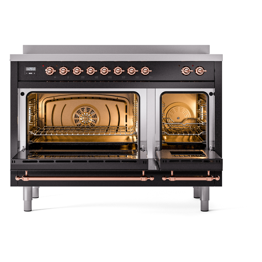ILVE_UPI486NMPBKP_Nostalgie_II_48"_Dual_Fuel_Range_oven_door_opened