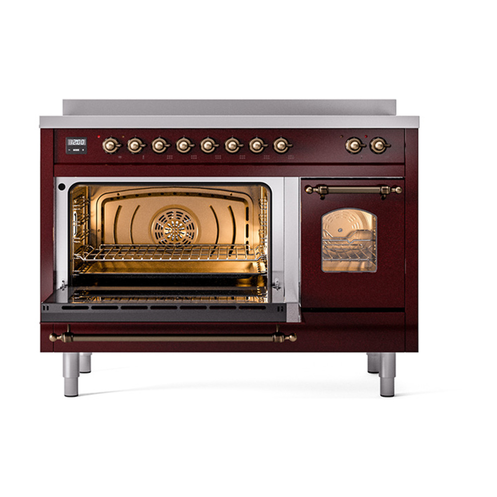 ILVE_UPI486NMPBUB_Nostalgie_II_48"_Dual_Fuel_Range_main_oven_door_opened