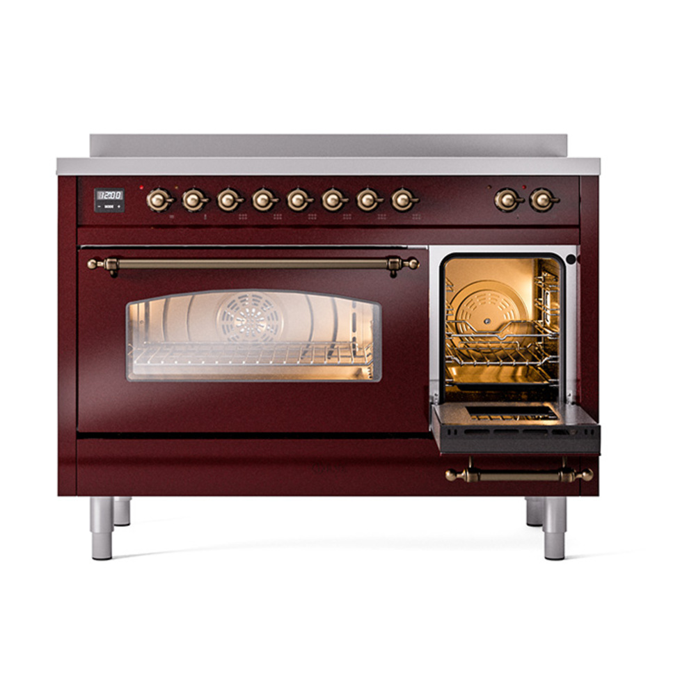 ILVE_UPI486NMPBUB_Nostalgie_II_48"_Dual_Fuel_Range_side_oven_door_opened