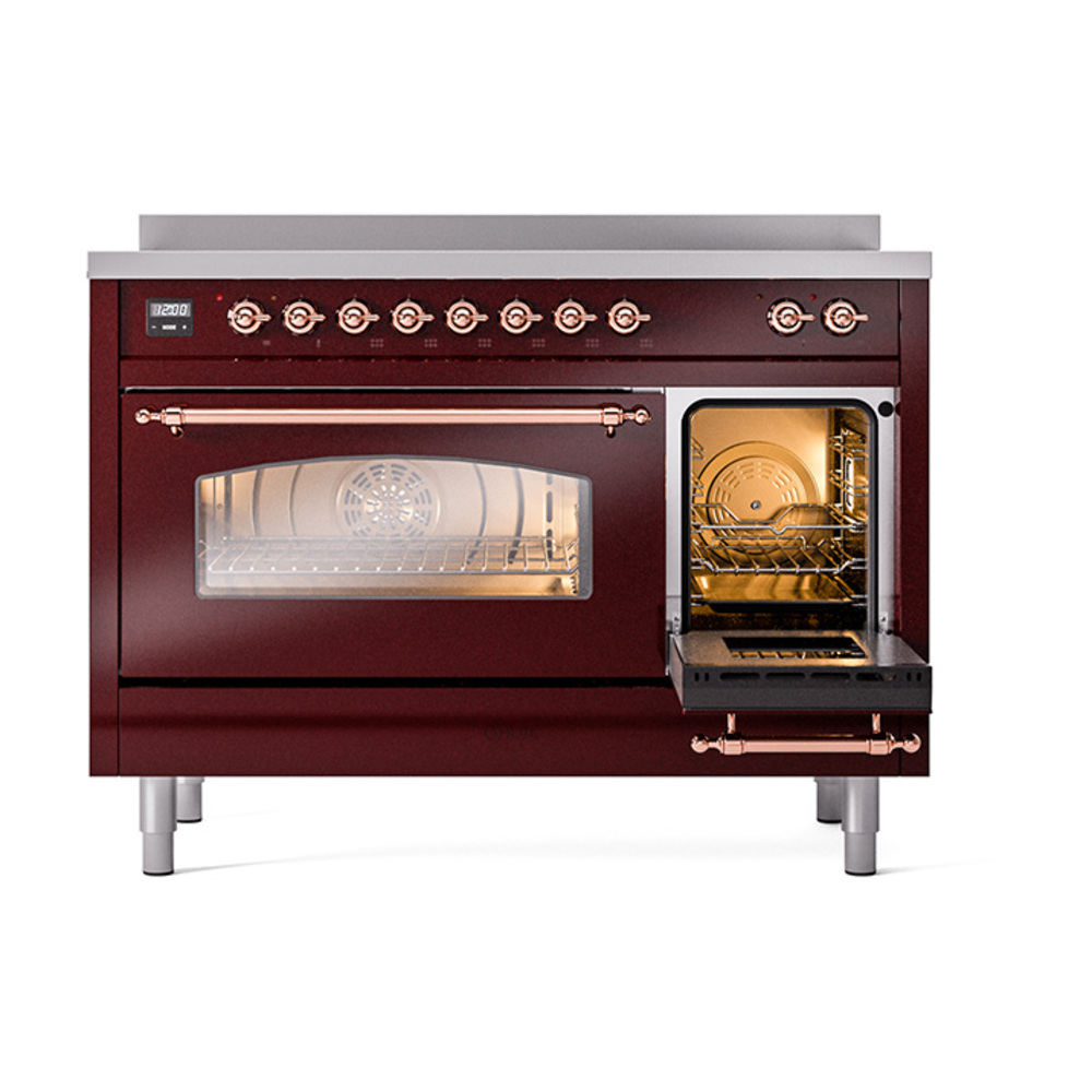 ILVE_UPI486NMPBUP_Nostalgie_II_48"_Dual_Fuel_Range_side_oven_door_opened
