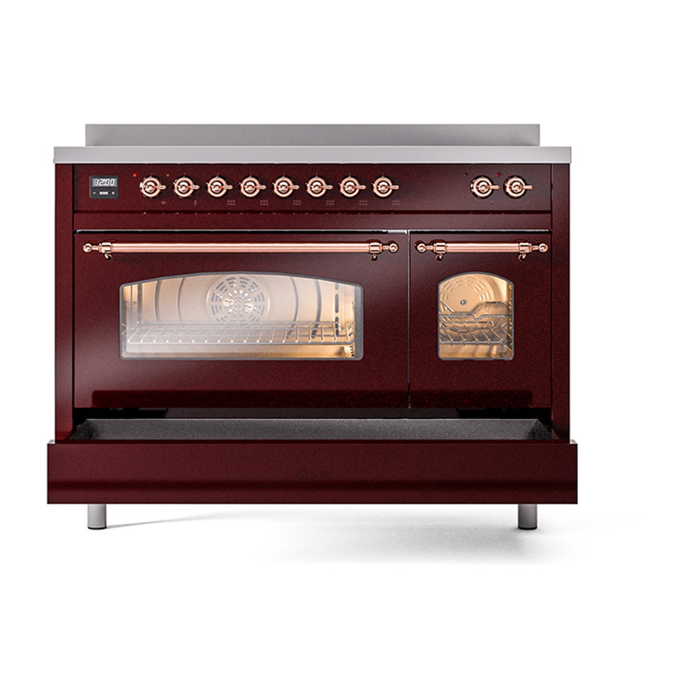 ILVE_UPI486NMPBUP_Nostalgie_II_48"_Dual_Fuel_Range_drawer_opened