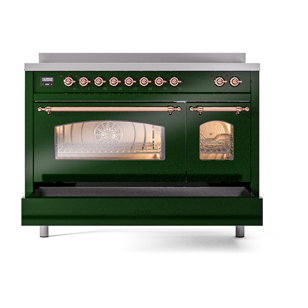 ILVE_UPI486NMPEGP_Nostalgie_II_48"_Dual_Fuel_Range_drawer_opened