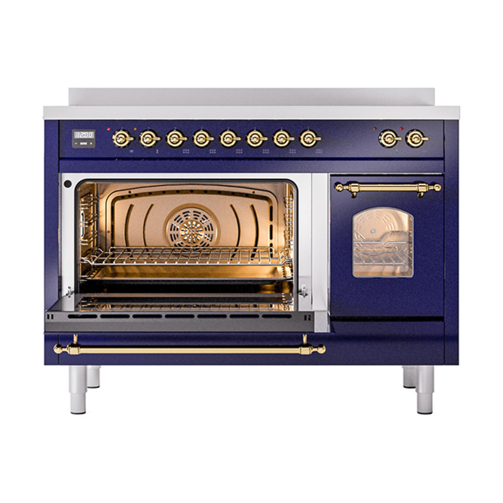 ILVE_UPI486NMPMBG_Nostalgie_II_48"_Dual_Fuel_Range_main_oven_door_opened