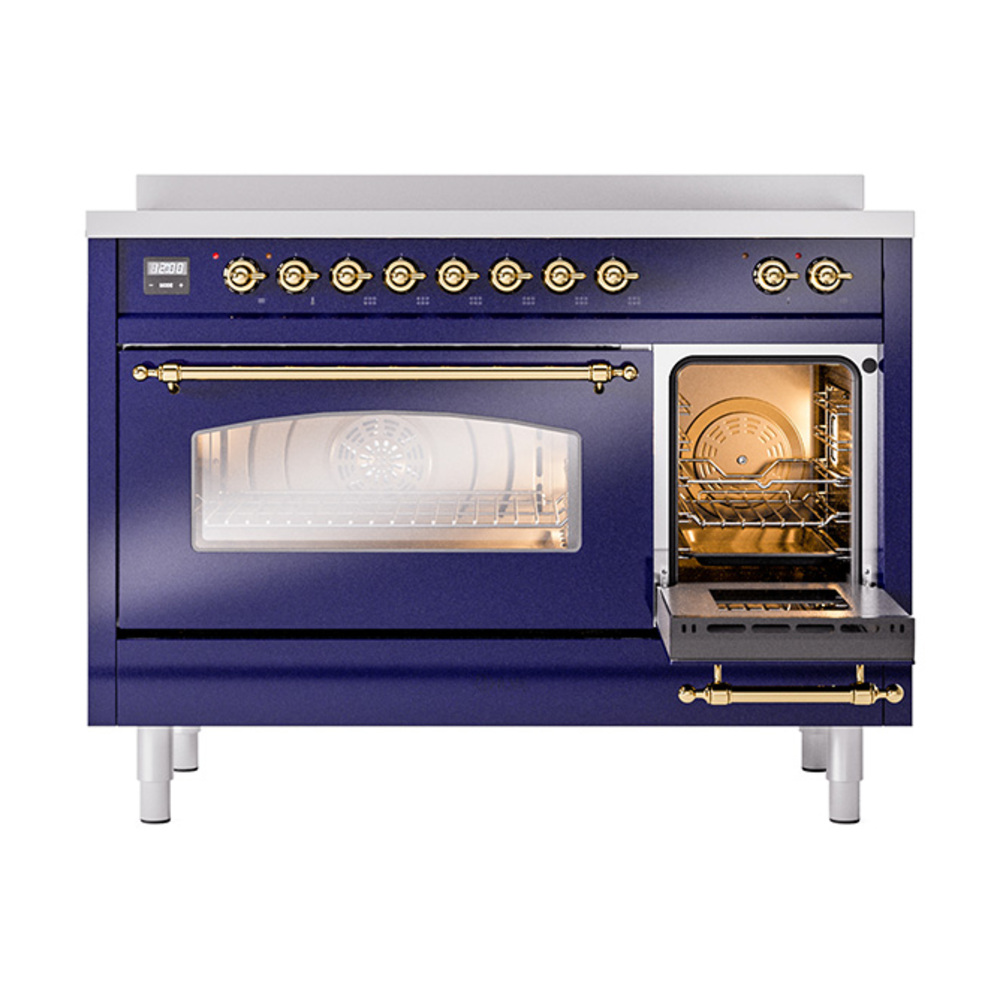 ILVE_UPI486NMPMBG_Nostalgie_II_48"_Dual_Fuel_Range_side_oven_door_opened