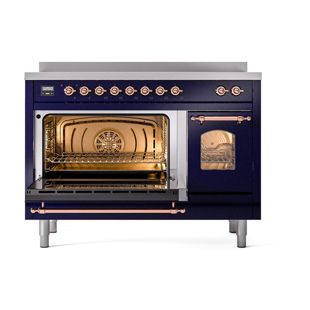 ILVE_UPI486NMPMBP_Nostalgie_II_48"_Dual_Fuel_Range_main_oven_door_opened