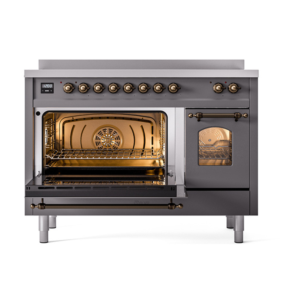 ILVE_UPI486NMPMGB_Nostalgie_II_48"_Dual_Fuel_Range_main_oven_door_opened