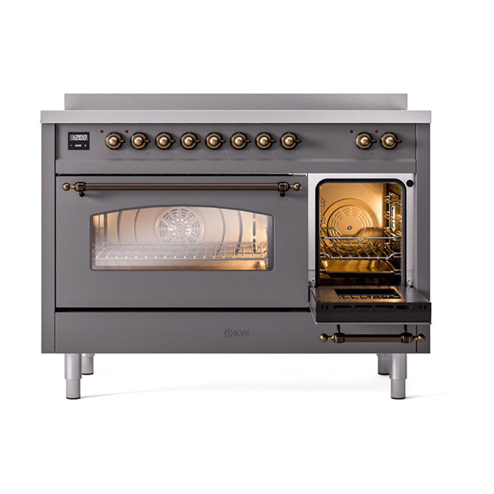 ILVE_UPI486NMPMGB_Nostalgie_II_48"_Dual_Fuel_Range_side_oven_door_opened