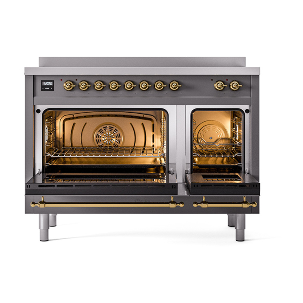 ILVE_UPI486NMPMGG_Nostalgie_II_48"_Dual_Fuel_Range_oven_door_opened