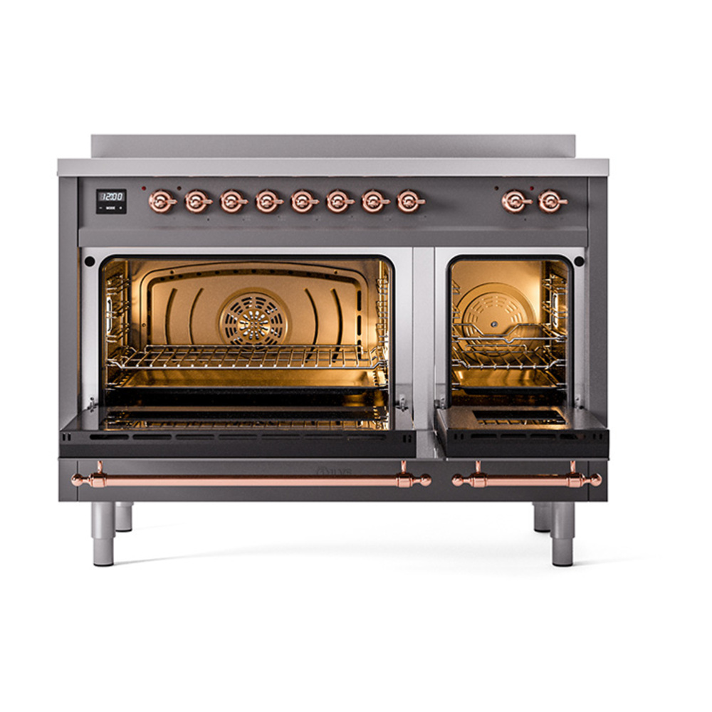 ILVE_UPI486NMPMGP_Nostalgie_II_48"_Dual_Fuel_Range_oven_door_opened