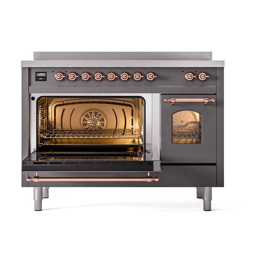 ILVE_UPI486NMPMGP_Nostalgie_II_48"_Dual_Fuel_Range_main_oven_door_opened