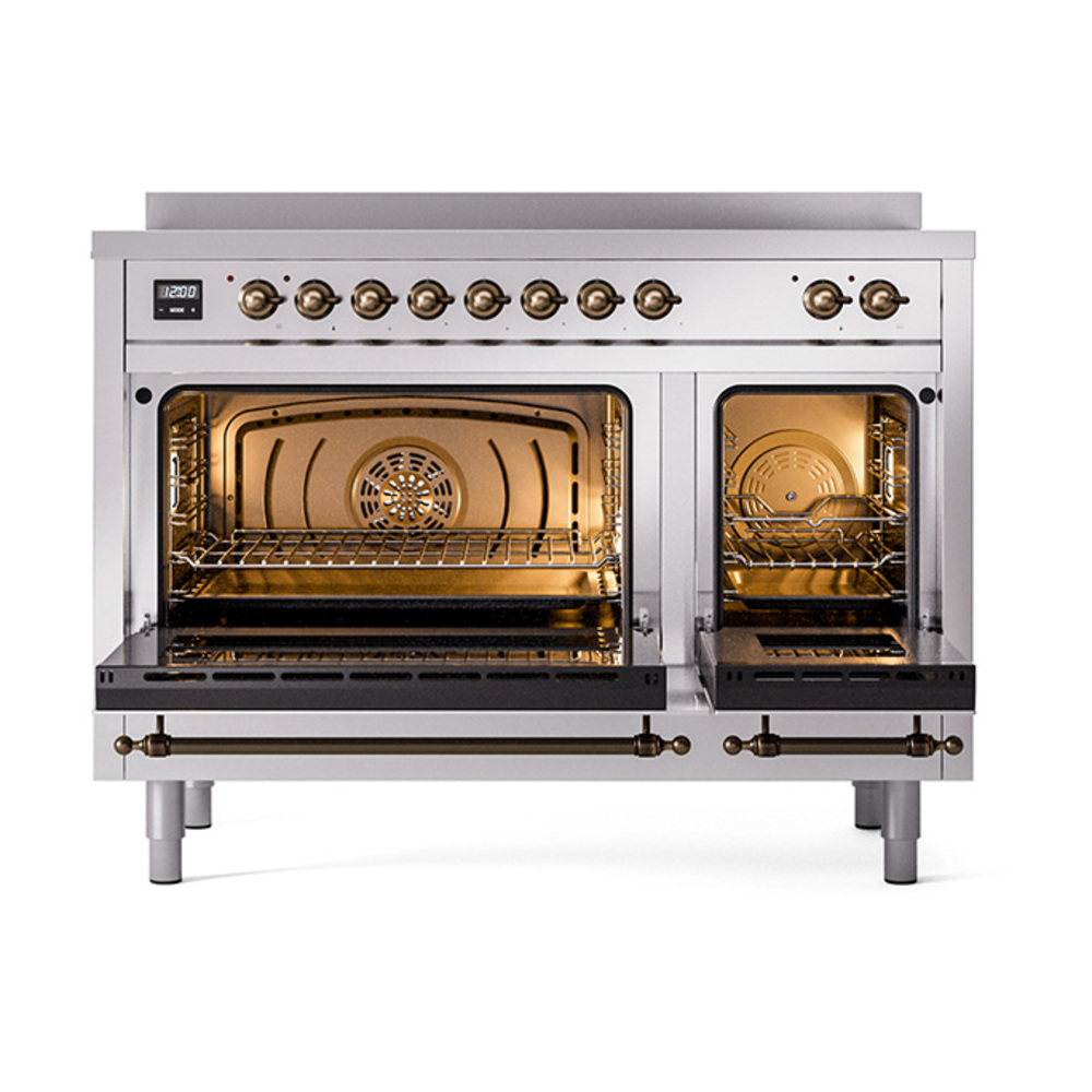 ILVE_UPI486NMPSSB_Nostalgie_II_48"_Dual_Fuel_Range_oven_door_opened