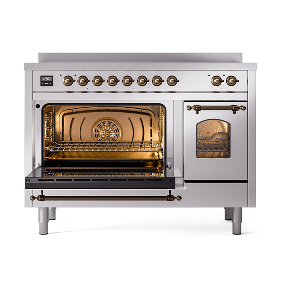 ILVE_UPI486NMPSSB_Nostalgie_II_48"_Dual_Fuel_Range_main_oven_door_opened