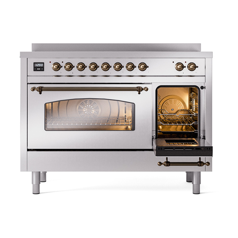 ILVE_UPI486NMPSSB_Nostalgie_II_48"_Dual_Fuel_Range_side_oven_door_opened