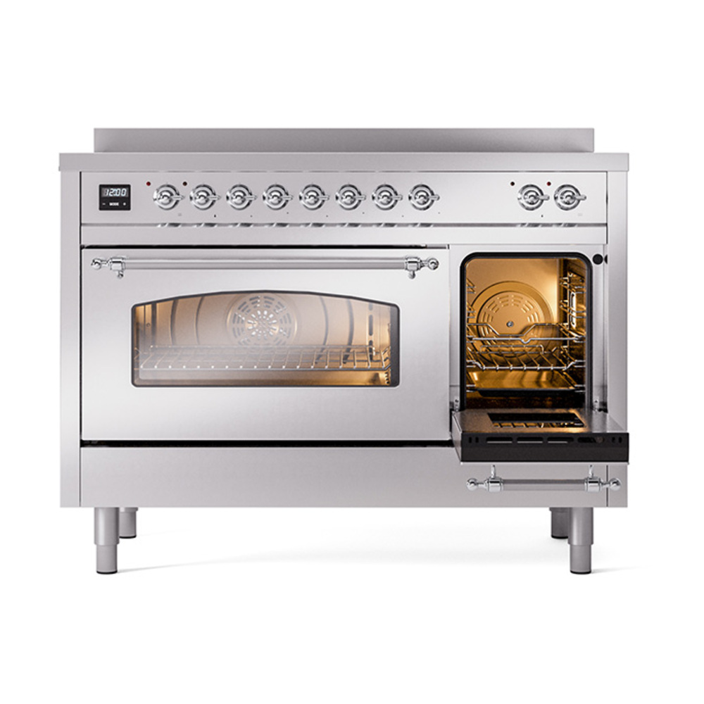ILVE_UPI486NMPSSC_Nostalgie_II_48"_Dual_Fuel_Range_side_oven_door_opened