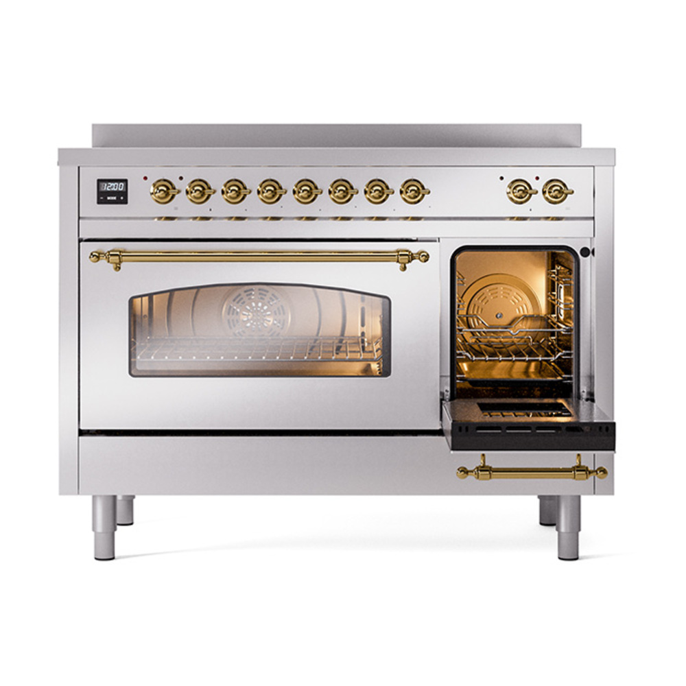 ILVE_UPI486NMPSSG_Nostalgie_II_48"_Dual_Fuel_Range_side_oven_door_opened