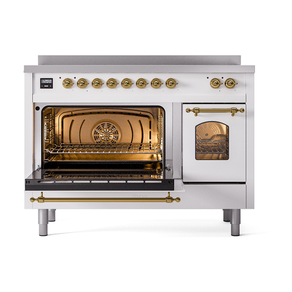 ILVE_UPI486NMPWHG_Nostalgie_II_48"_Dual_Fuel_Range_main_oven_door_opened