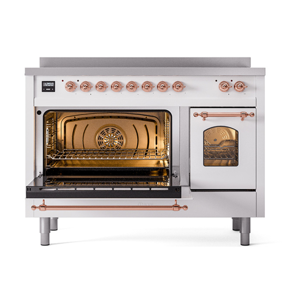 ILVE_UPI486NMPWHP_Nostalgie_II_48"_Dual_Fuel_Range_main_oven_door_opened