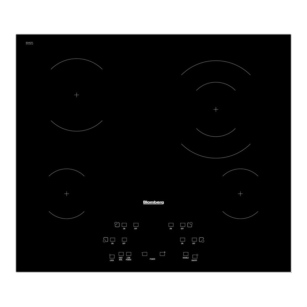 Blomberg CTE24410 24 inch Electric Cooktop with 4 Elements, Individual Residual Heat Indicator, Slide Touch Control with Timer, Four Vitroceramic Cooking Zones, in Black